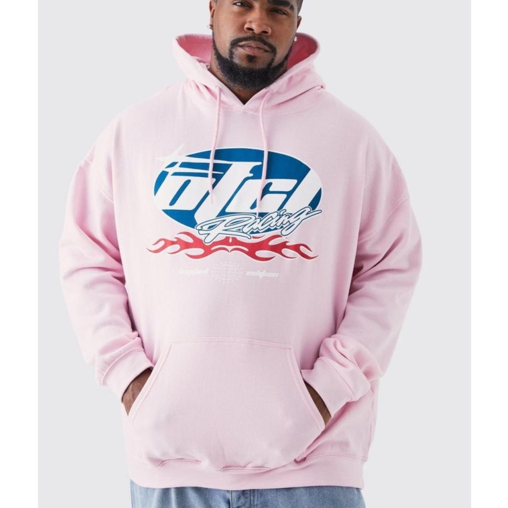 Boohoo MAN Pink OFCL Graphic Hoodie
